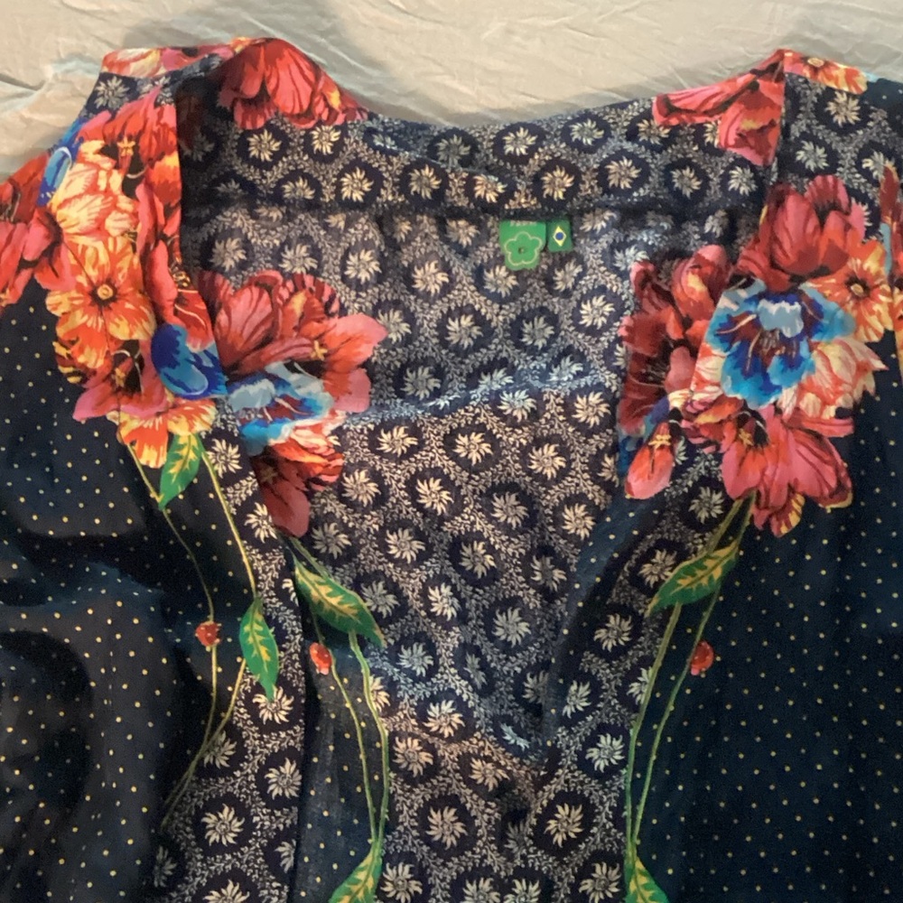 FARM Rio Floral and Polka Dot Blouse